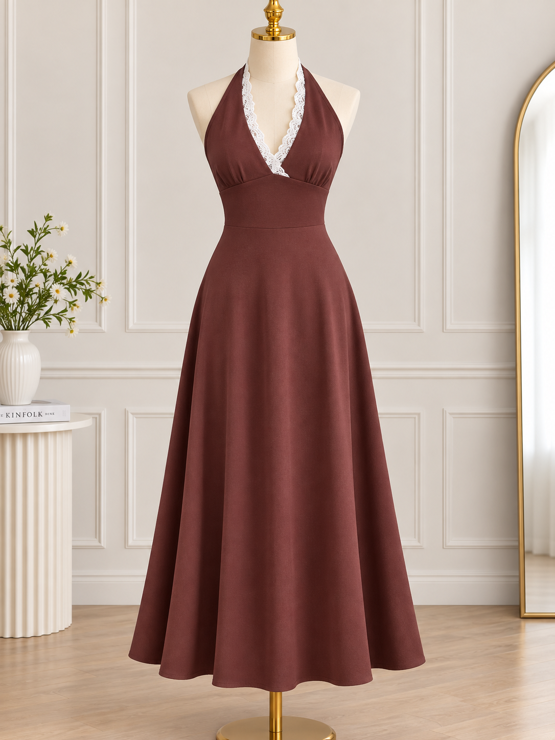 AMARA PREMIUM PLAIN HALTER DRESS