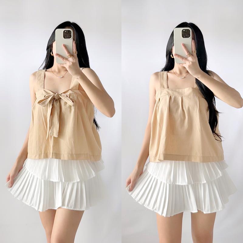 Luna Ribbon Linen Top