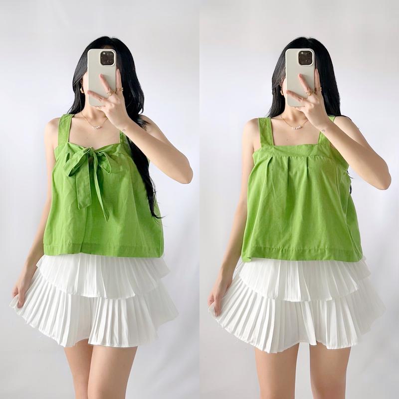 Luna Ribbon Linen Top
