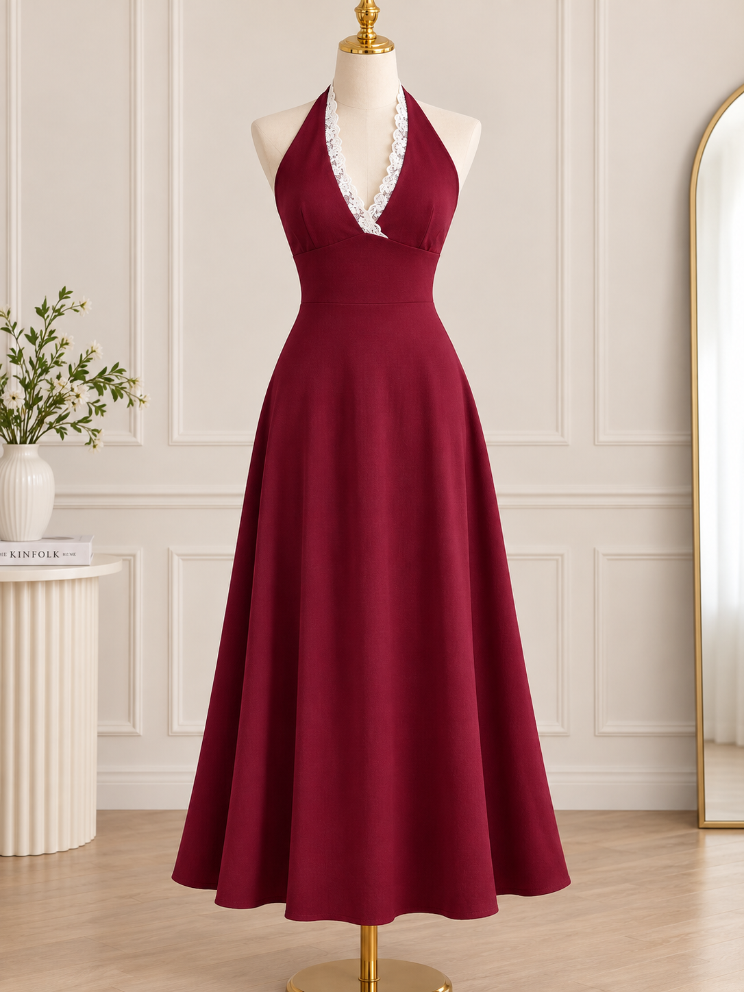 AMARA PREMIUM PLAIN HALTER DRESS