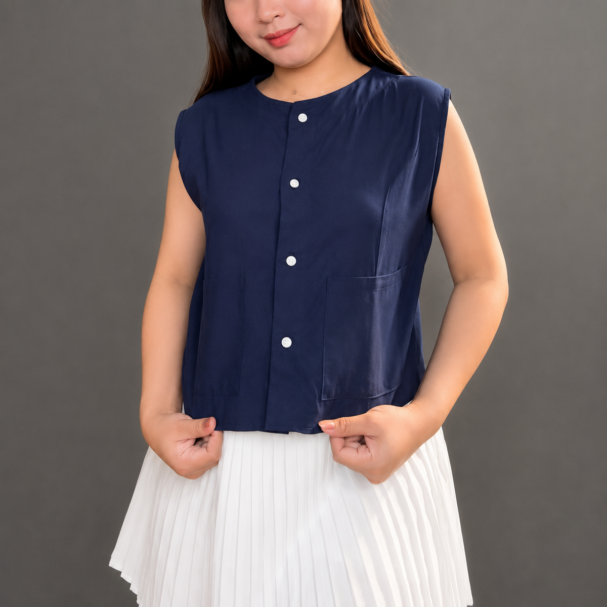 LETICIA BUTTONDOWN SLEEVELESS BASIC TOP