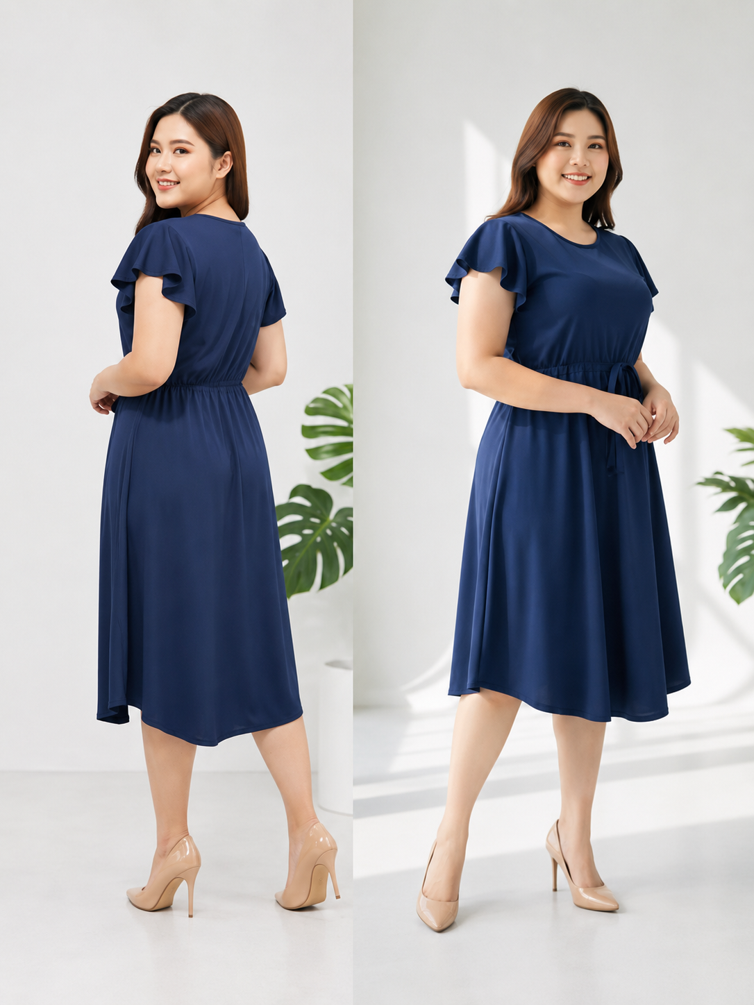 CELINA TIE-FRONT MIDI DRESS