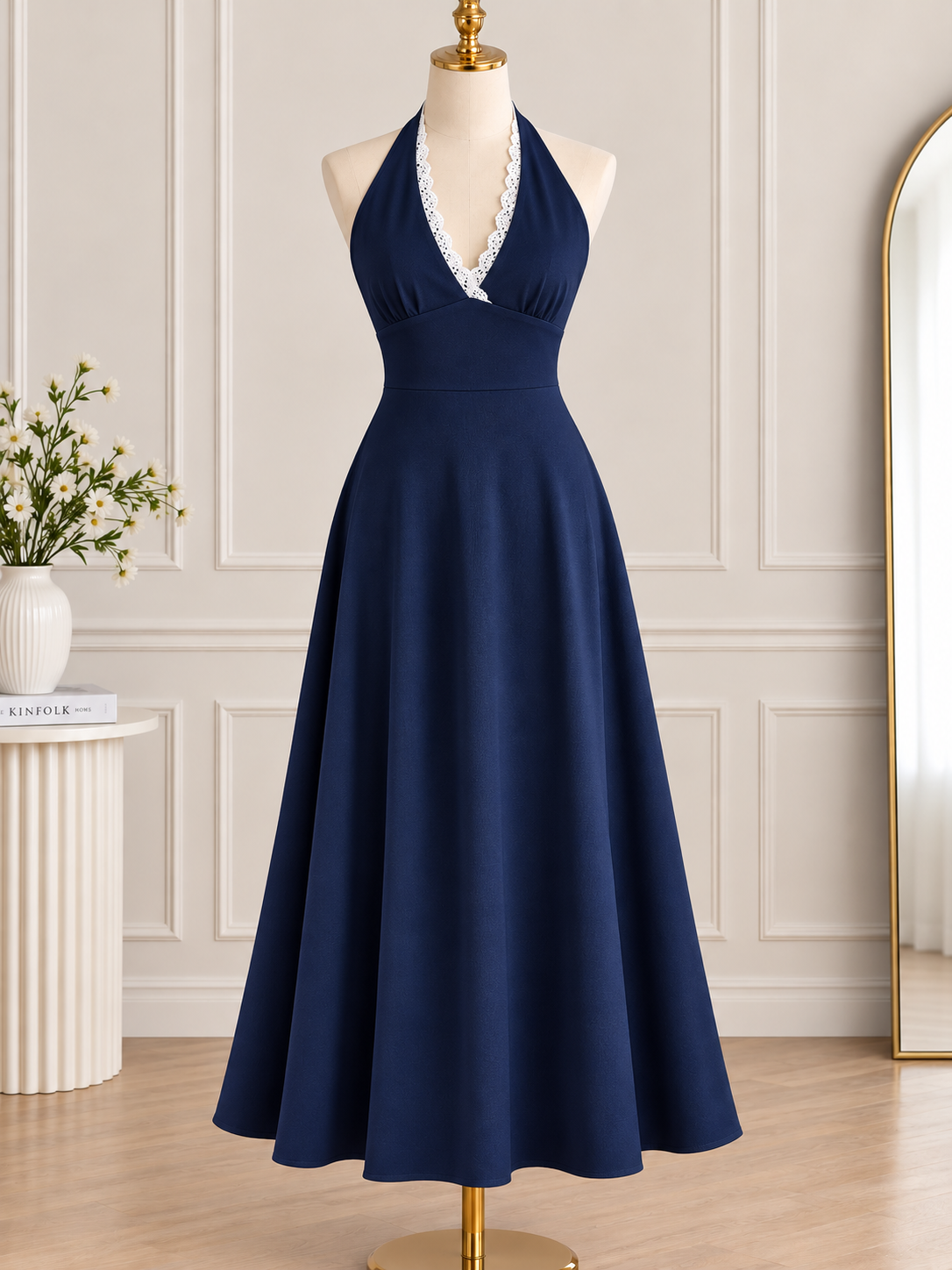 AMARA PREMIUM PLAIN HALTER DRESS