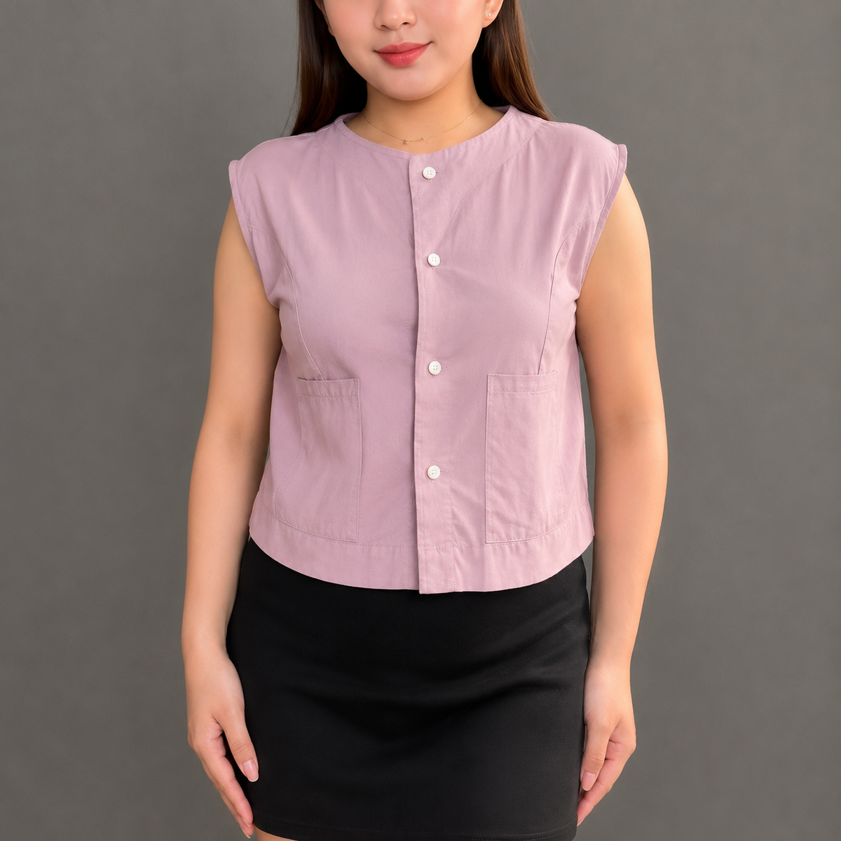 LETICIA BUTTONDOWN SLEEVELESS BASIC TOP