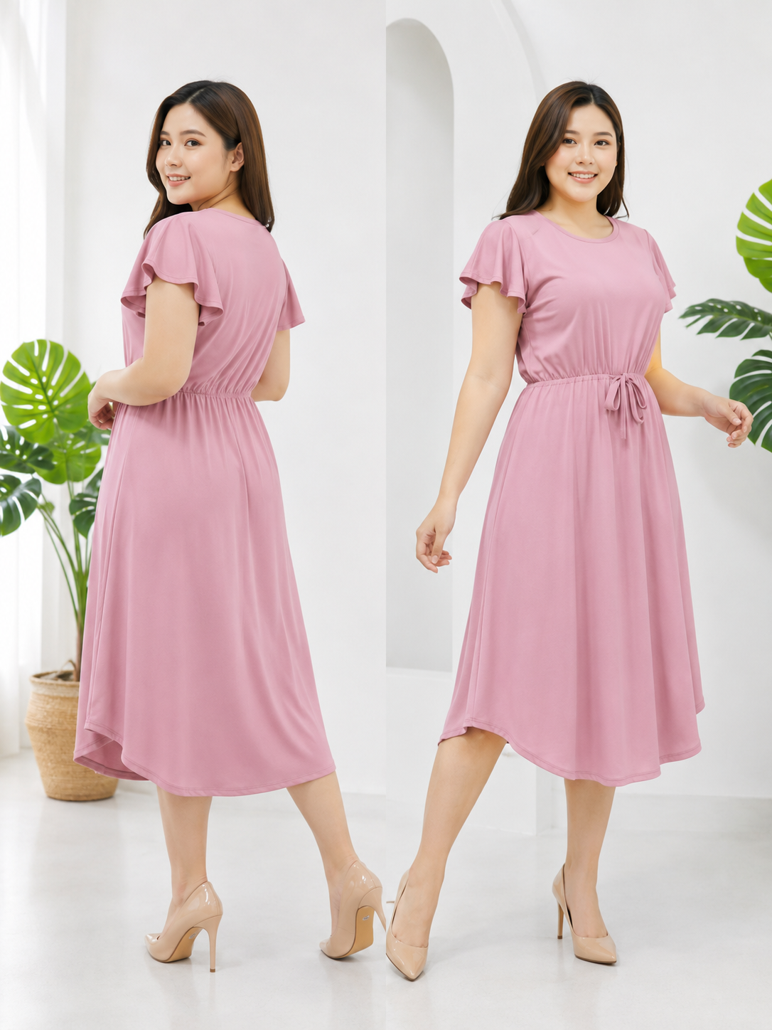 CELINA TIE-FRONT MIDI DRESS