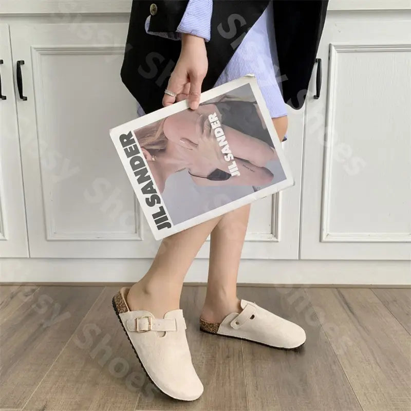 UNISEX COWHIDE SKIN LEATHER CLOGS