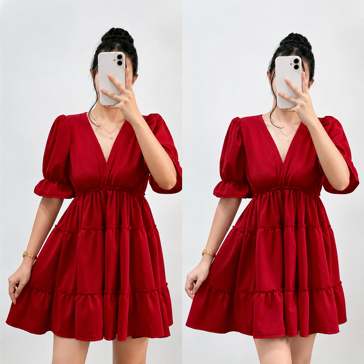 VINA EMPIRE WAIST PUFF SLEEVE MINI DRESS