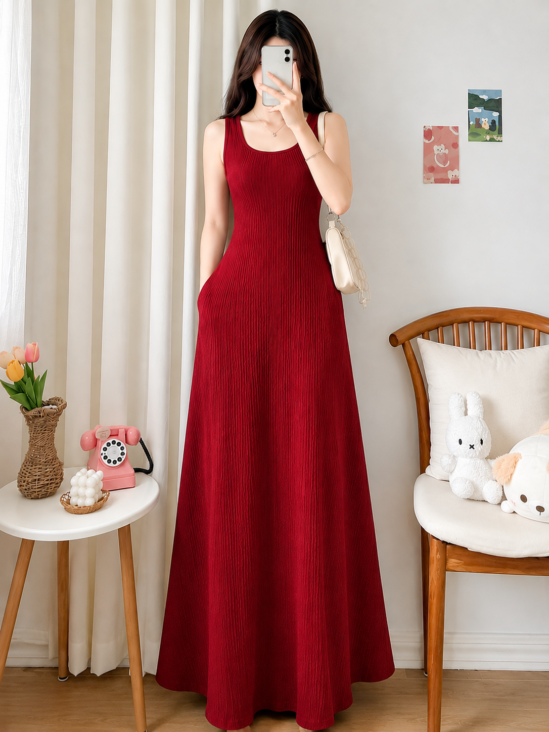 REENA SLEEVLESS CREPE MAXI DRESS