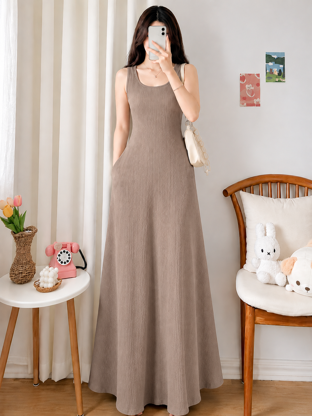 REENA SLEEVLESS CREPE MAXI DRESS