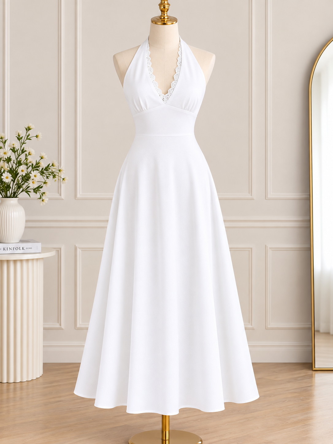 AMARA PREMIUM PLAIN HALTER DRESS