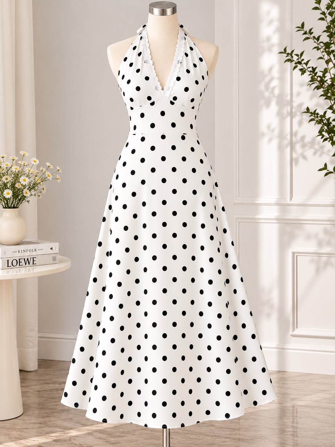 BELLA POLKA-DOT HALTER DRESS