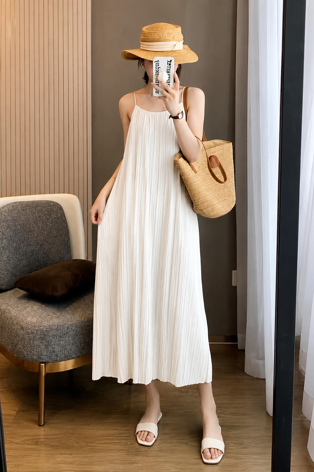 ADELINE TEXTURED SLEEVELESS DRESS