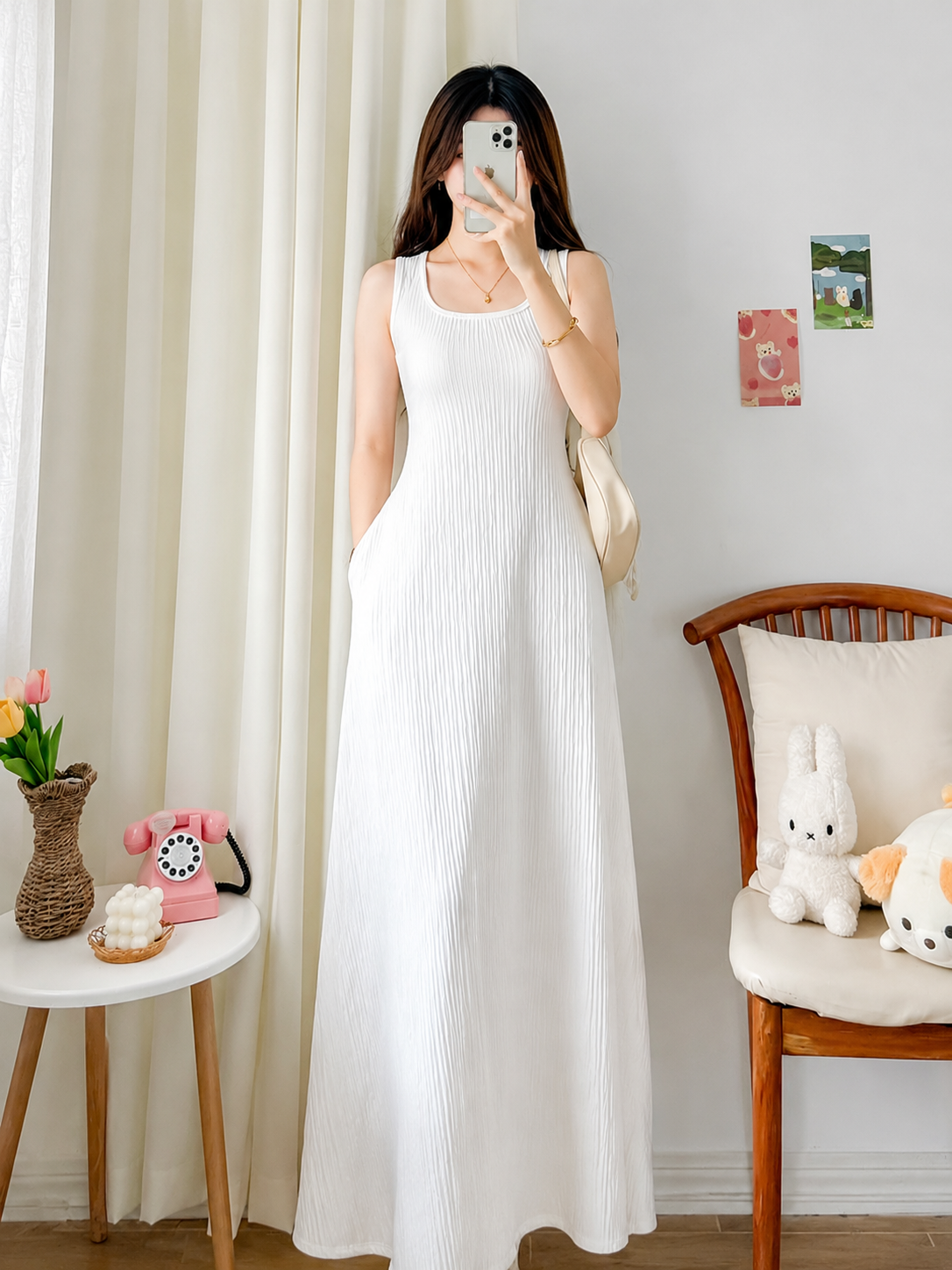 REENA SLEEVLESS CREPE MAXI DRESS