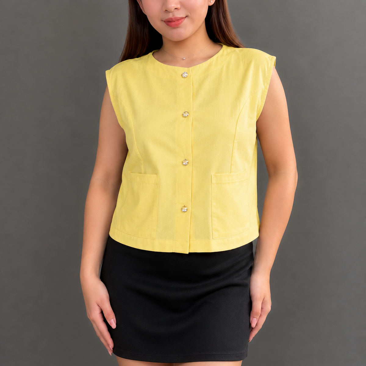 LETICIA BUTTONDOWN SLEEVELESS BASIC TOP