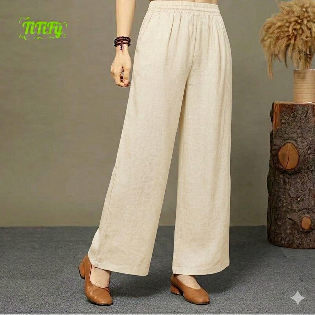 Amethyst Cotton Linen Wideleg