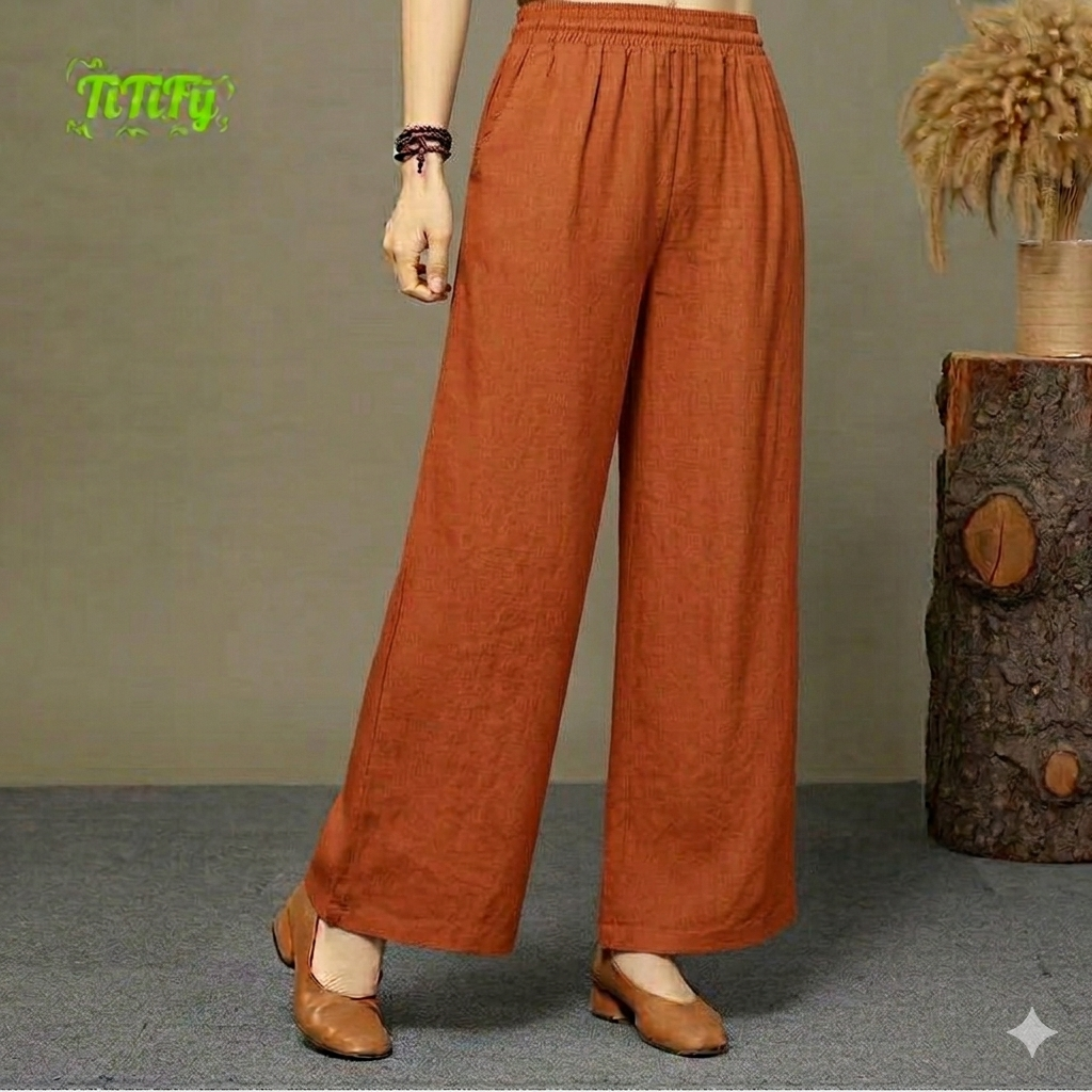 Amethyst Cotton Linen Wideleg