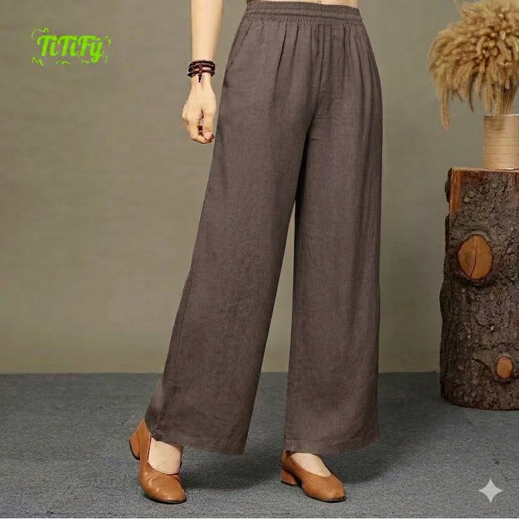 Amethyst Cotton Linen Wideleg