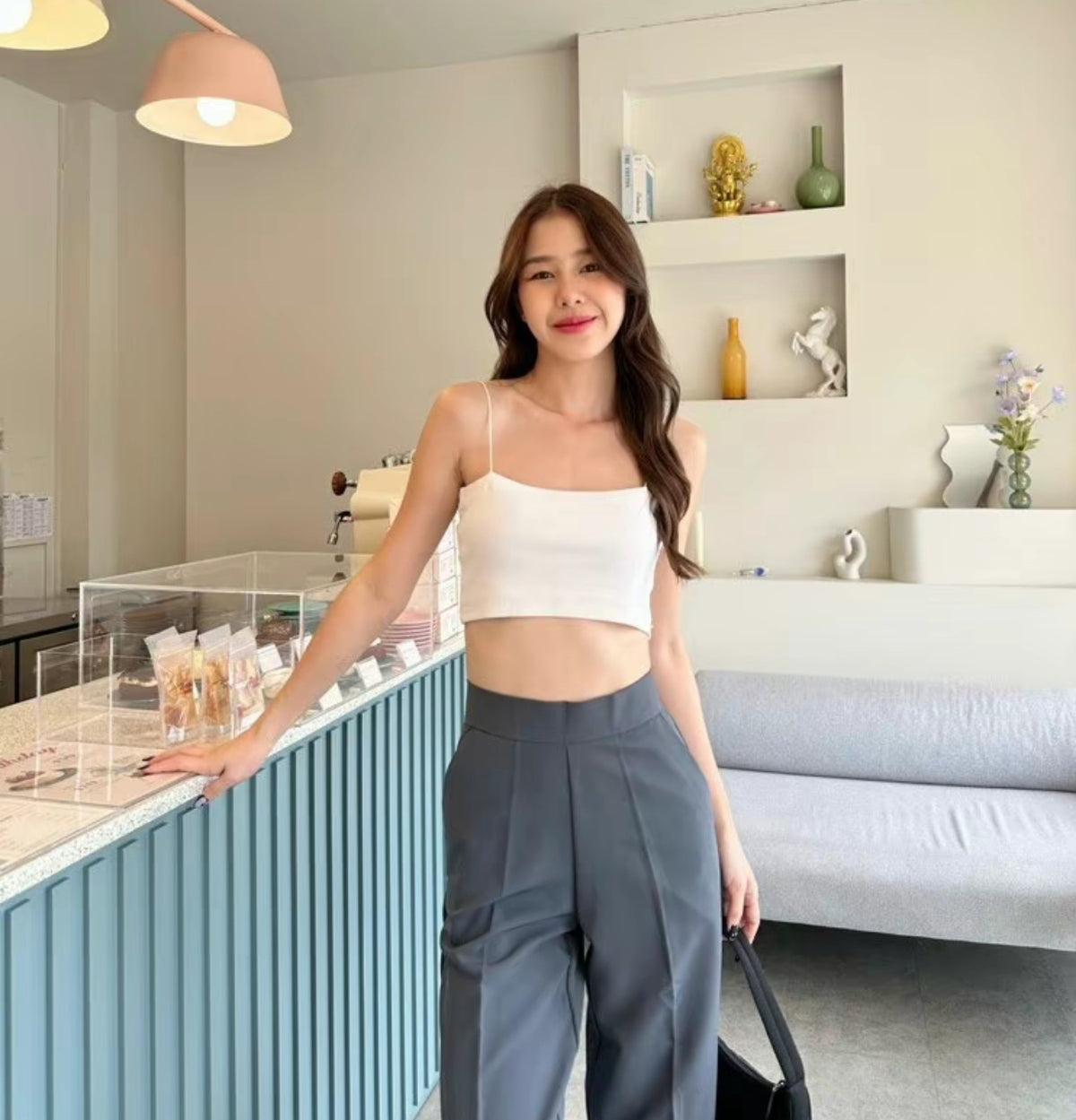 K-Style Casual High-Waisted Pants