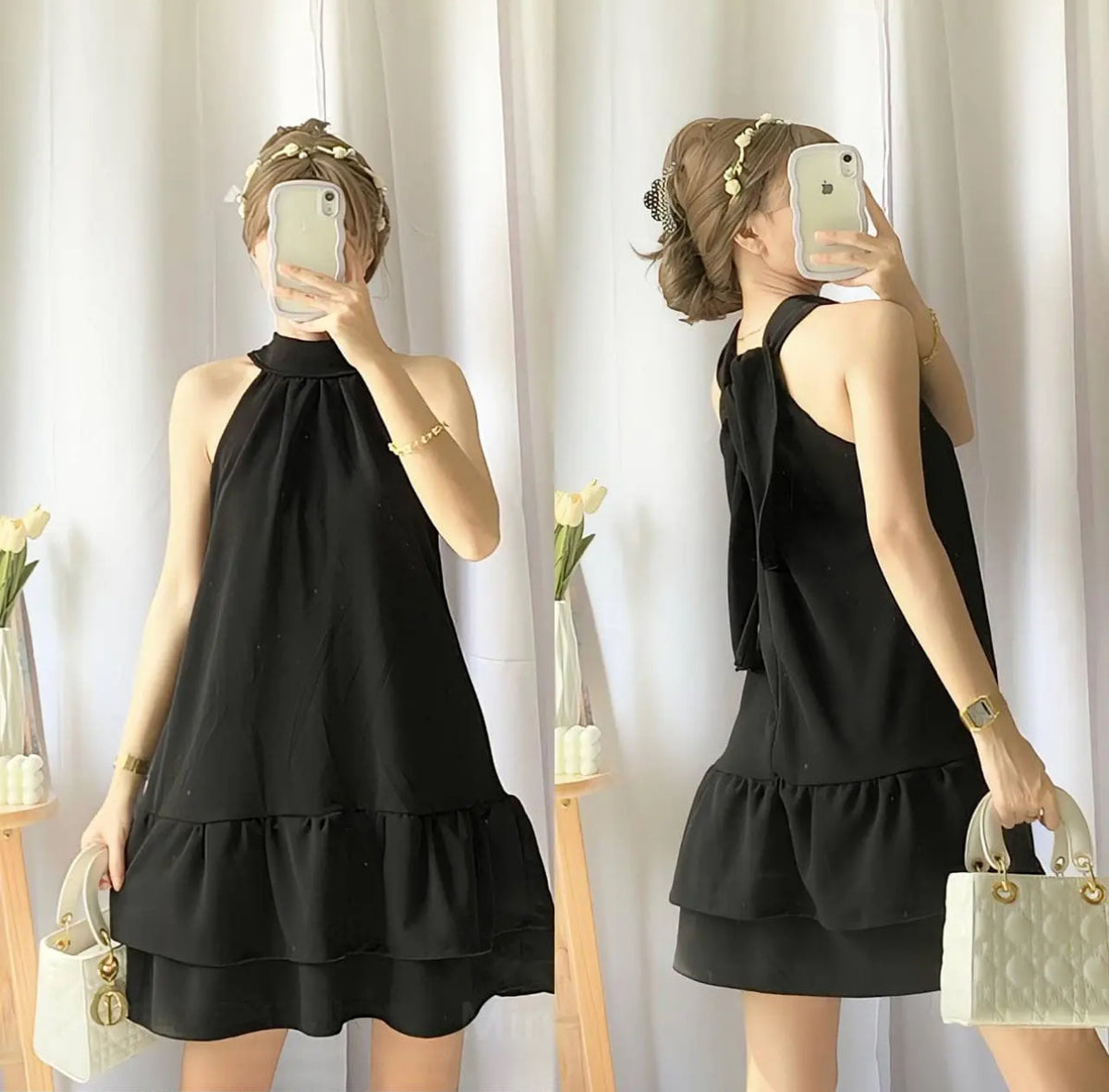 Elegant Highneck Sleeveless Dress