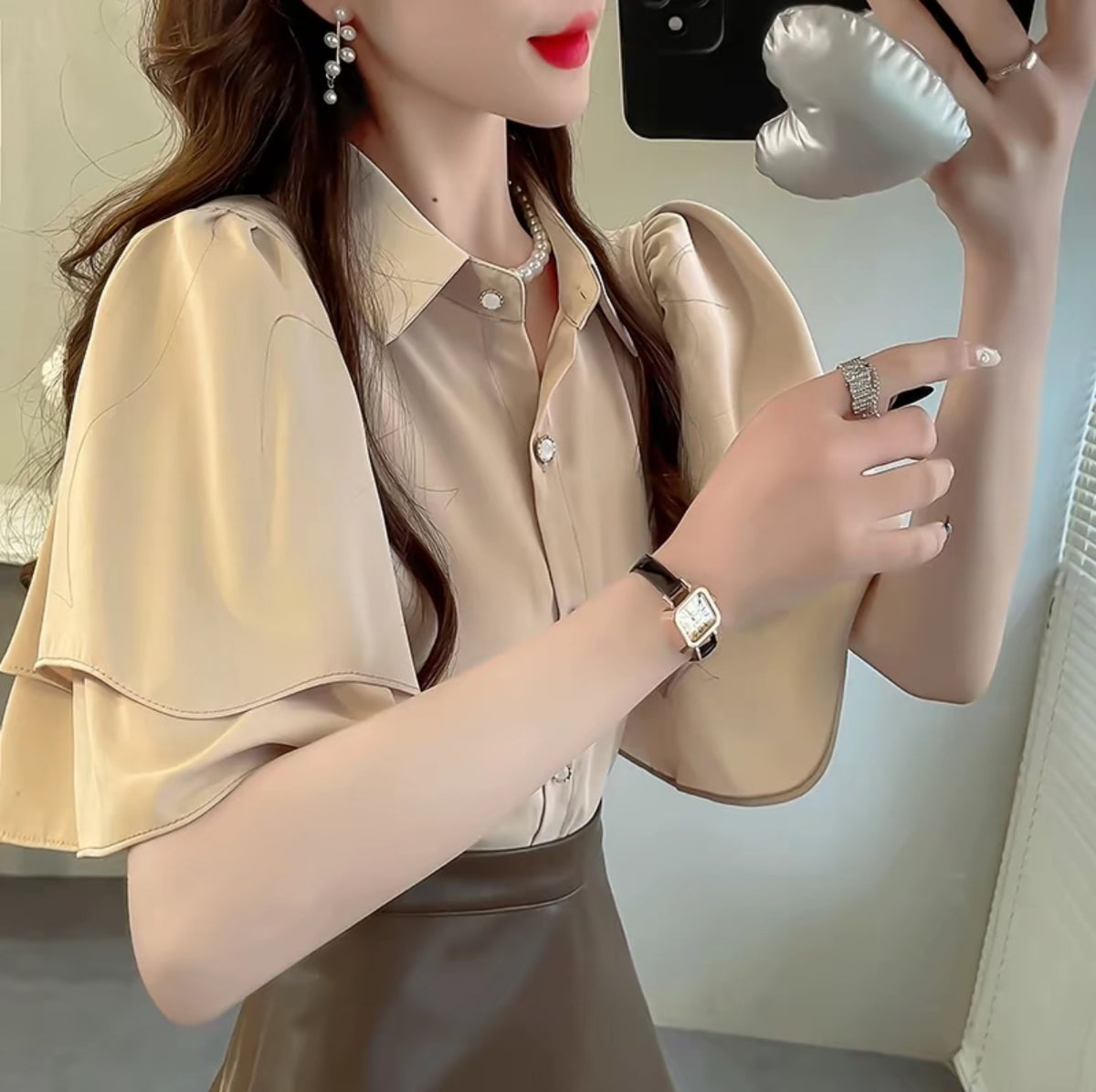 Ruffled Casual Chiffon Blouse - Short Sleeve | Buy 1 Take 1