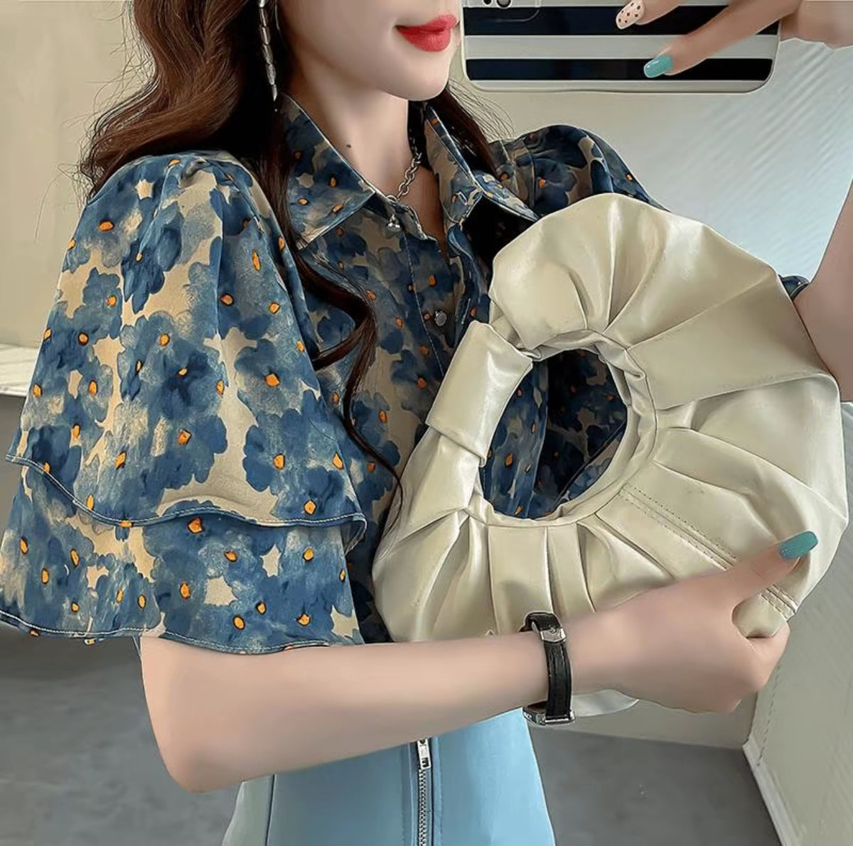 Ruffled Casual Chiffon Blouse - Short Sleeve | Buy 1 Take 1