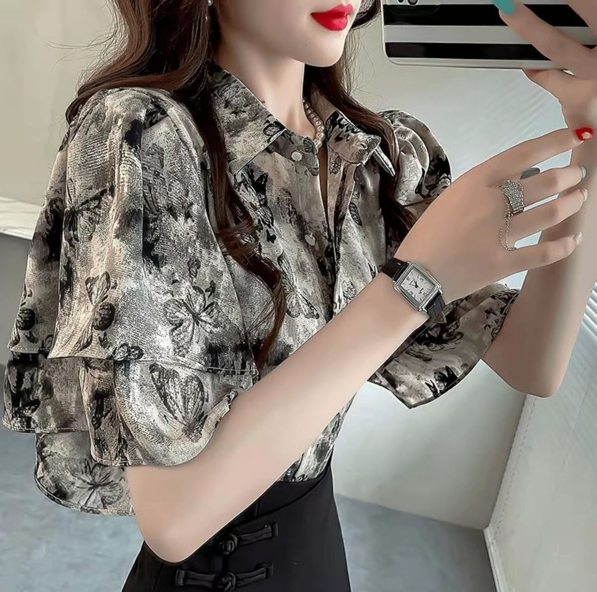 Ruffled Casual Chiffon Blouse - Short Sleeve | Buy 1 Take 1