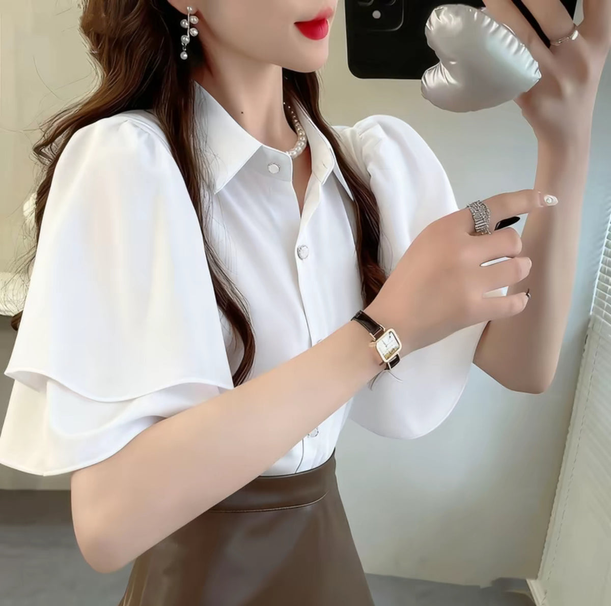 Ruffled Casual Chiffon Blouse - Short Sleeve | Buy 1 Take 1
