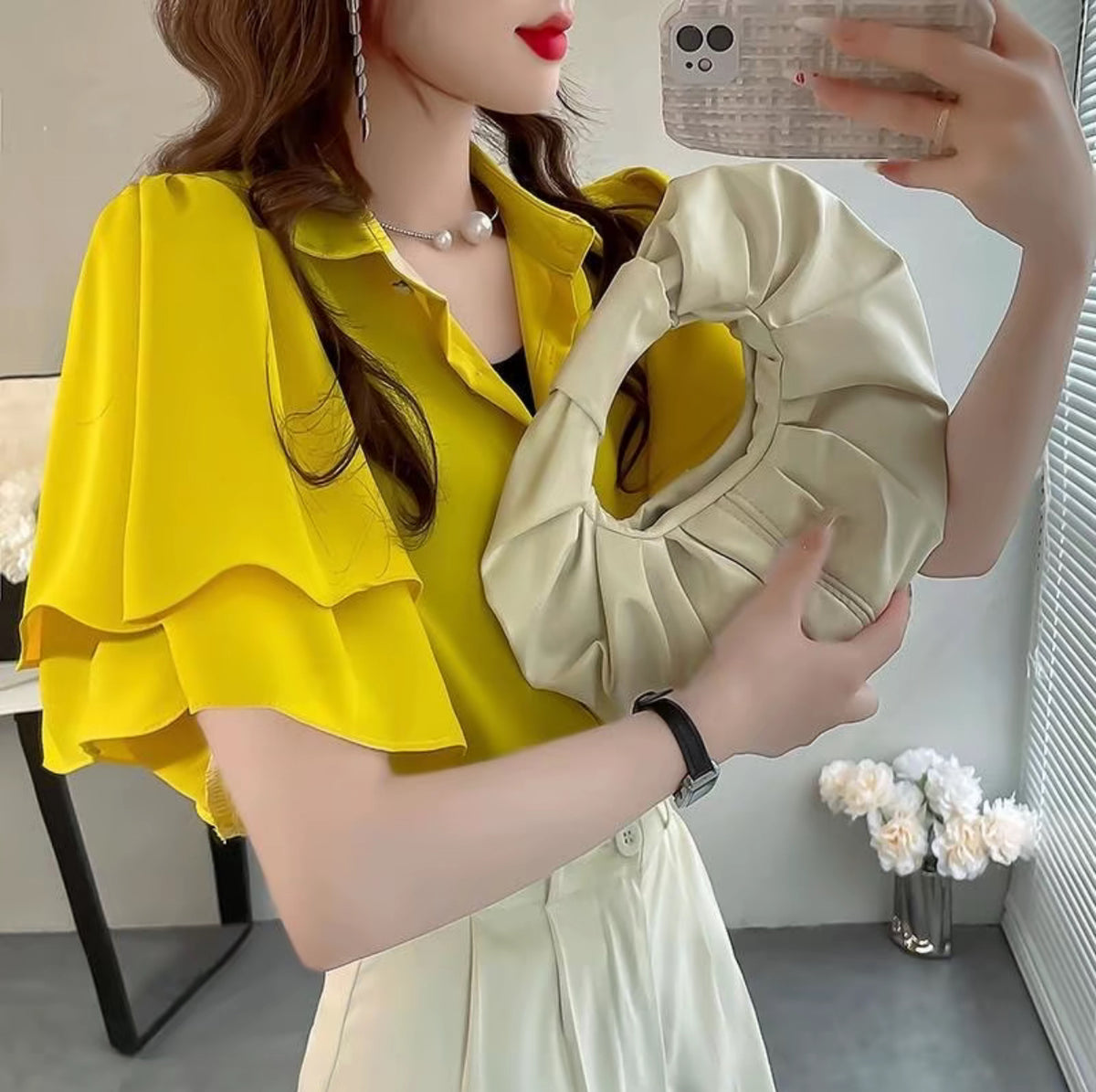 Ruffled Casual Chiffon Blouse - Short Sleeve | Buy 1 Take 1
