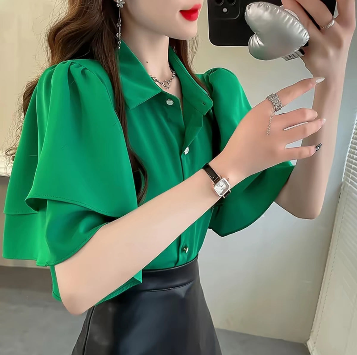 Ruffled Casual Chiffon Blouse - Short Sleeve | Buy 1 Take 1