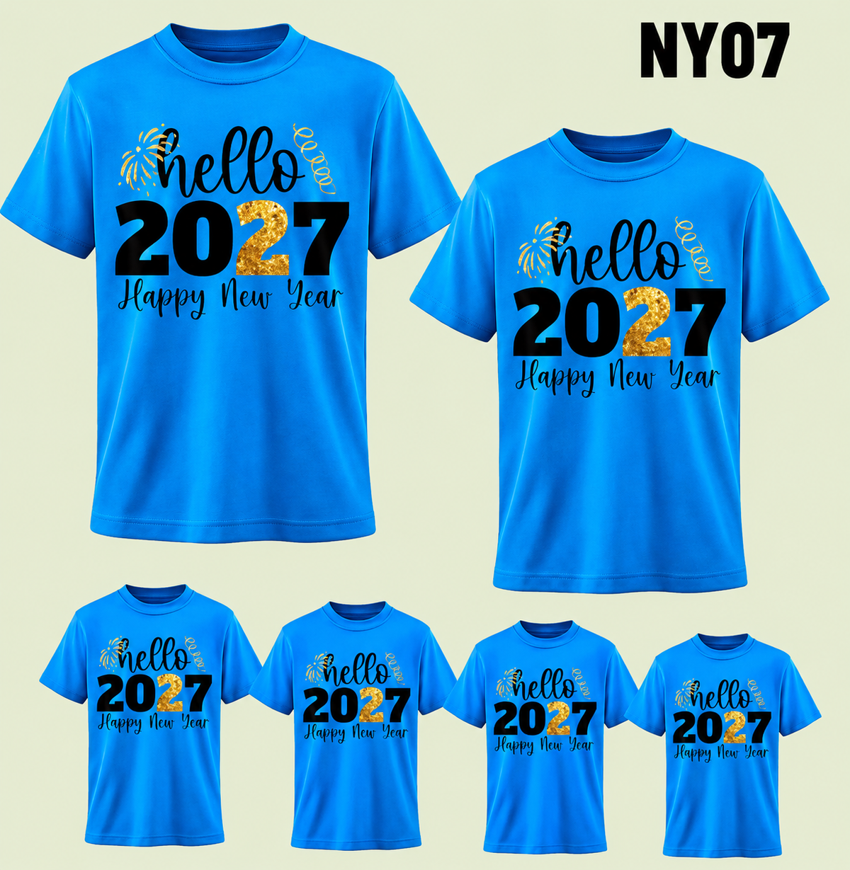 2027 NEW YEAR T SHIRT LUMINOUS BLUE