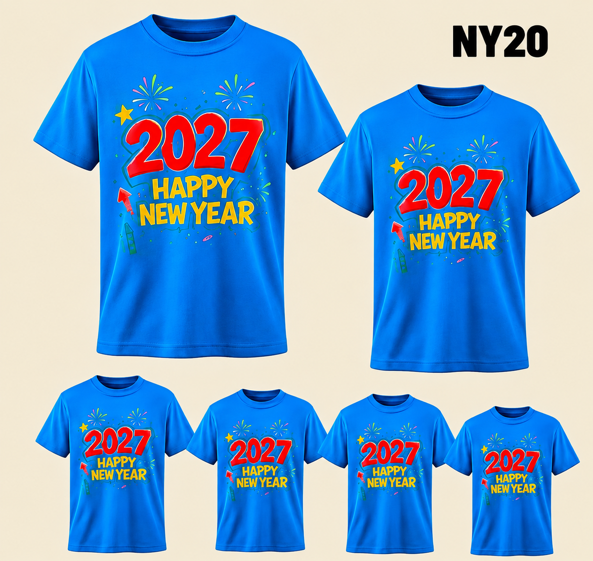 2027 NEW YEAR T SHIRT LUMINOUS BLUE