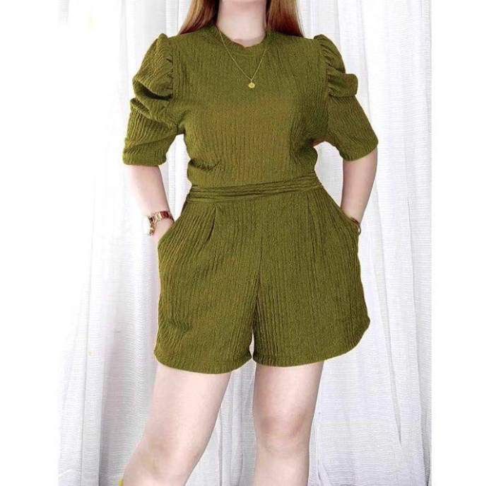 CHARLOTTE PUFF SLEEVE TOP WITH TERNO SHORTS (BUY 1 TAKE 1)