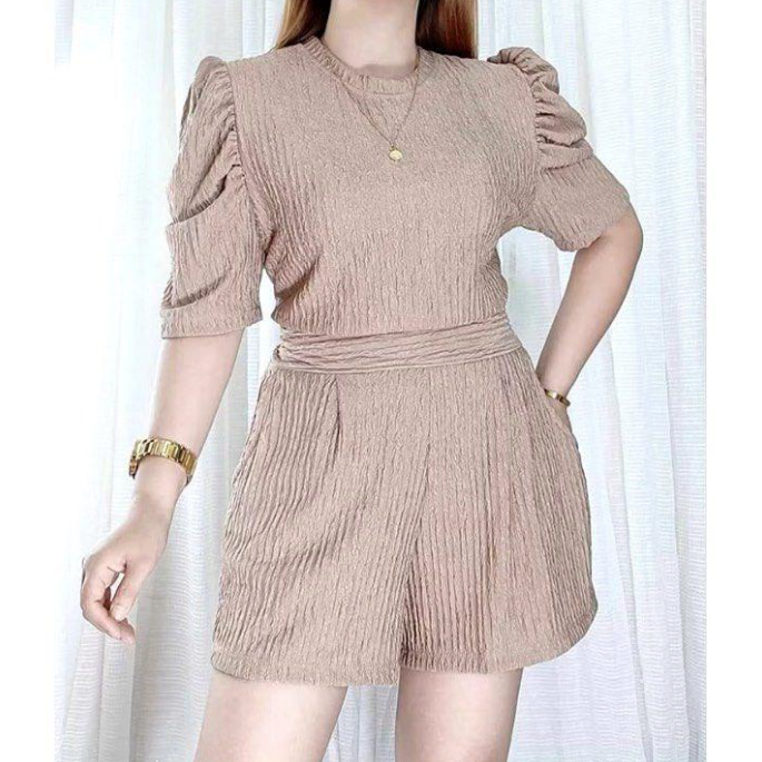CHARLOTTE PUFF SLEEVE TOP WITH TERNO SHORTS (BUY 1 TAKE 1)