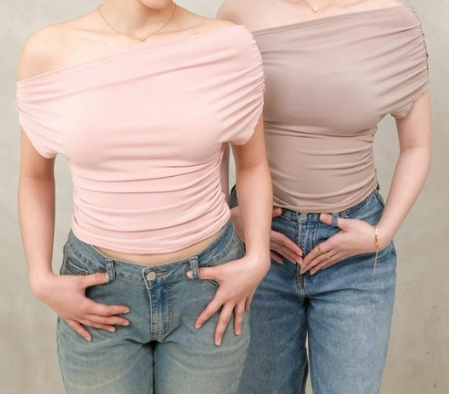 KARSEN ASYMMETRICAL RUCHED TOP (BUY 1 TAKE 1)