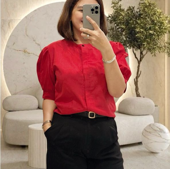 LINEN PUFF SLEEVE BUTTONDOWN (BUY 2 TAKE 1)
