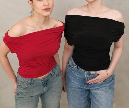 KARSEN ASYMMETRICAL RUCHED TOP (BUY 1 TAKE 1)