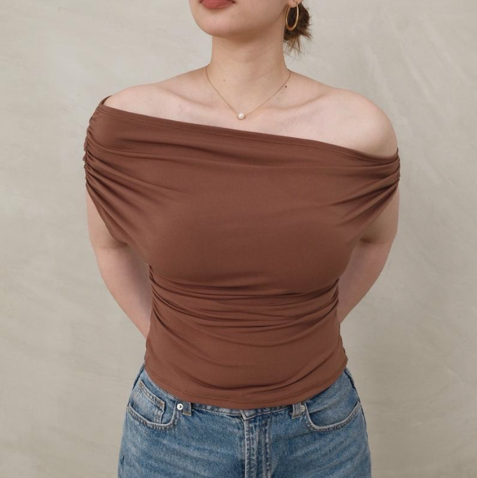 KARSEN ASYMMETRICAL RUCHED TOP (BUY 1 TAKE 1)