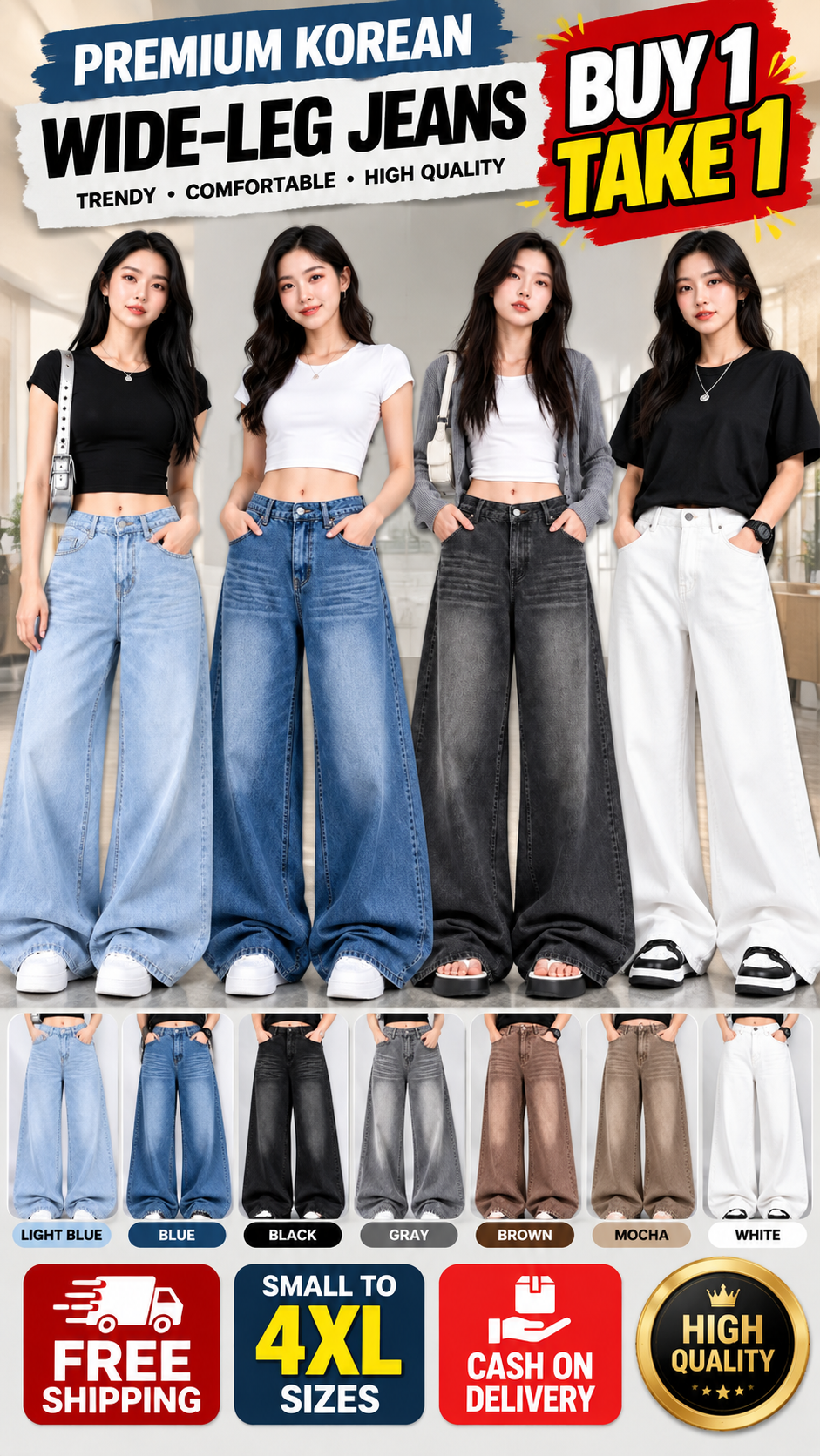PREMIUM KOREAN WIDE-LEG JEANS