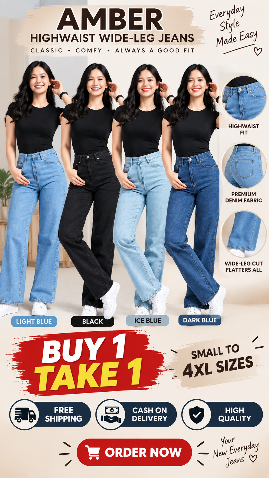 AMBER HIGHWAIST WIDE-LEG JEANS