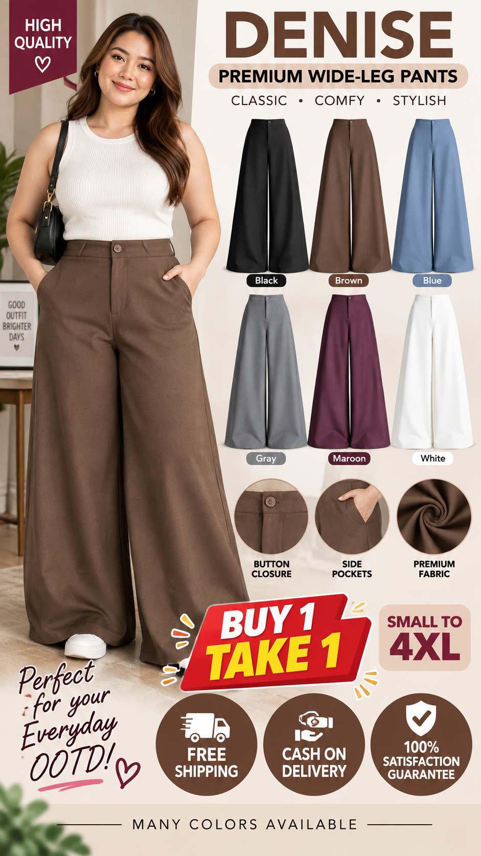 DENISE PREMIUM WIDE-LEG PANTS