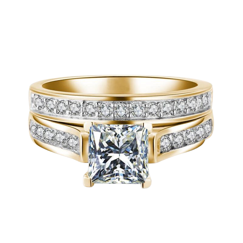 Moissanite Couple Ring 2pcs GOLD PLATED