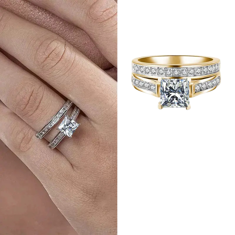 Moissanite Couple Ring 2pcs GOLD PLATED