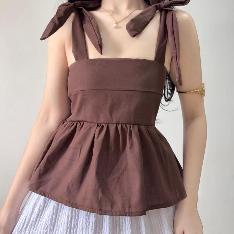 HAVANA SELF-TIE PEPLUM LINEN TOP (BUY 1 TAKE 1)