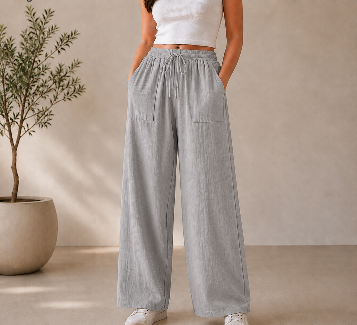 Korean Soft Linen Wideleg Pants