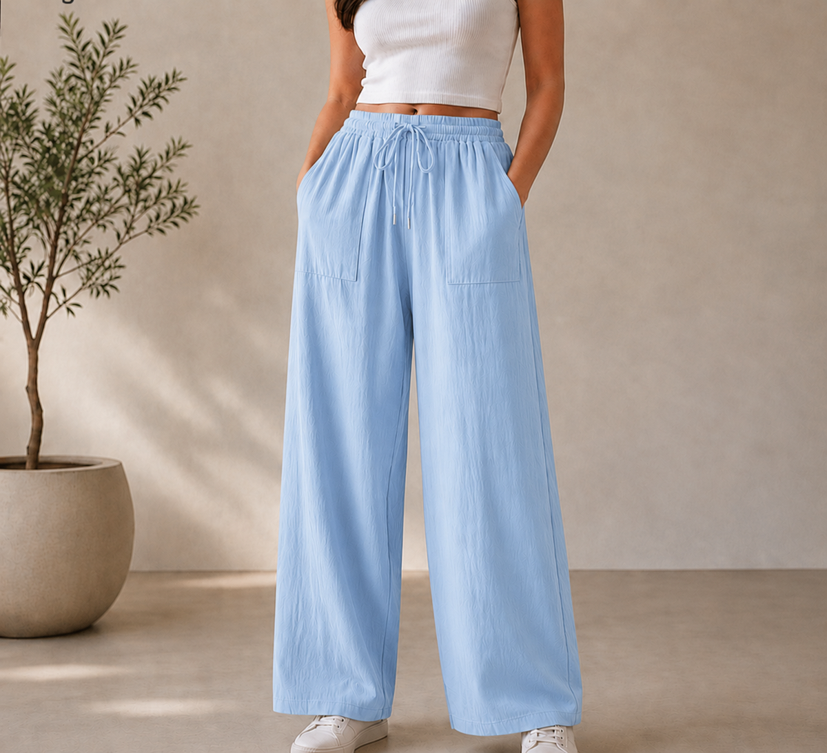 Korean Soft Linen Wideleg Pants