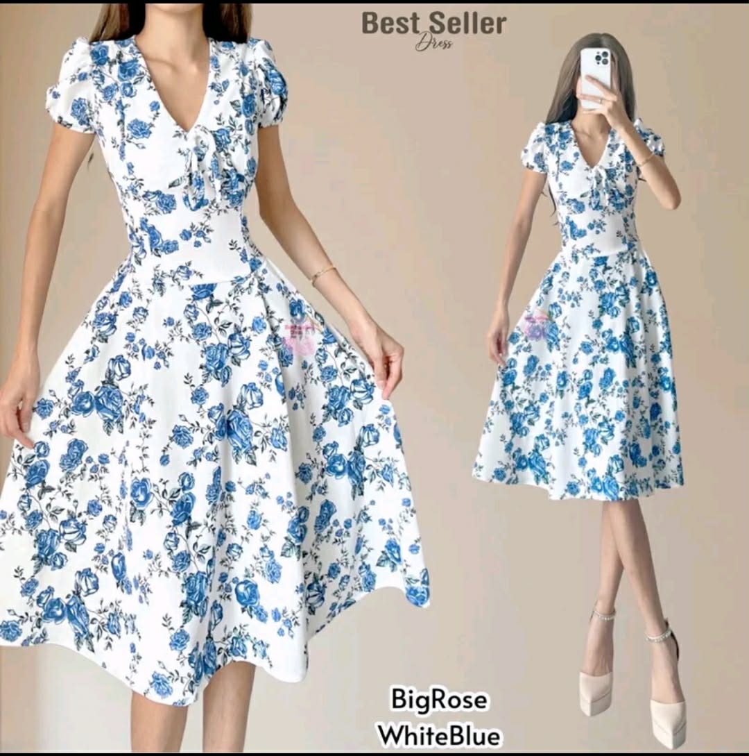 LAILA PUFF SLEEVES MIDI DRESS (BUY 1 TAKE 1)