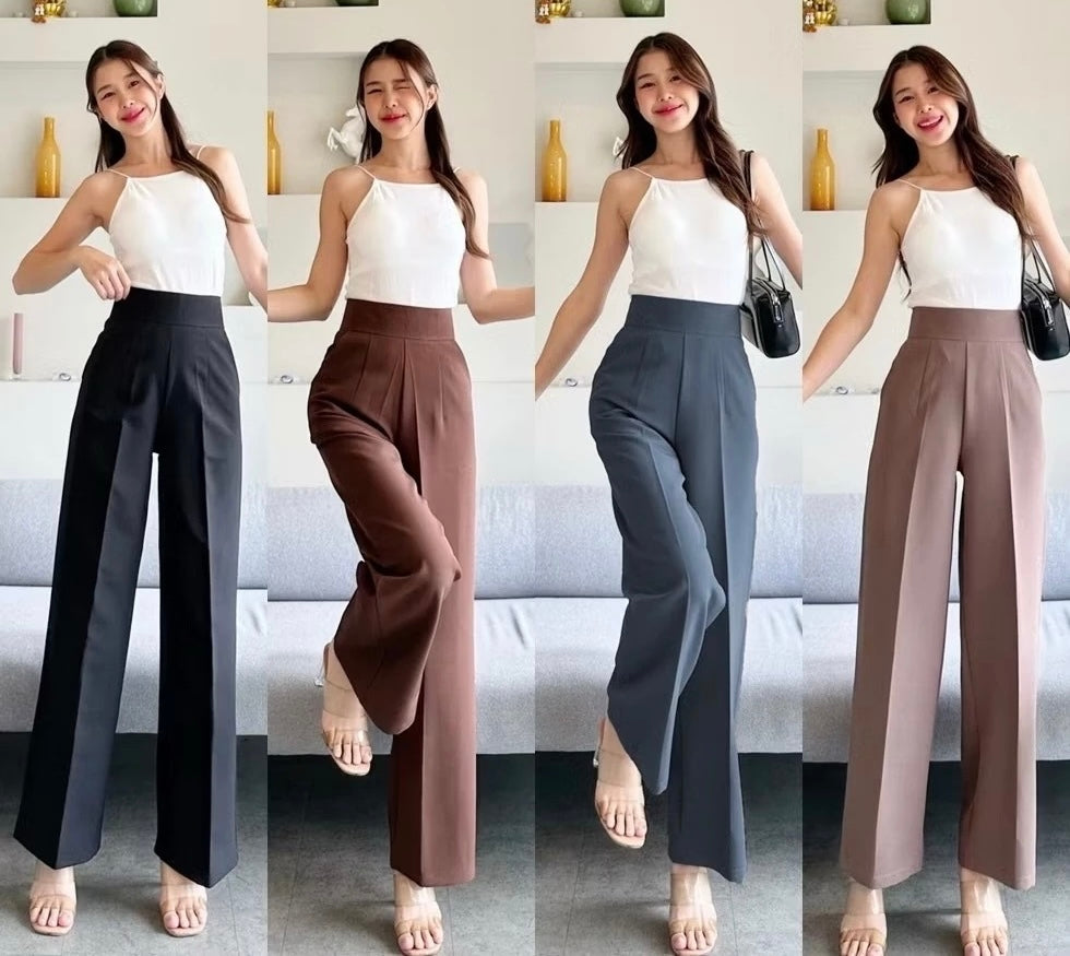 K-Style Casual High-Waisted Pants