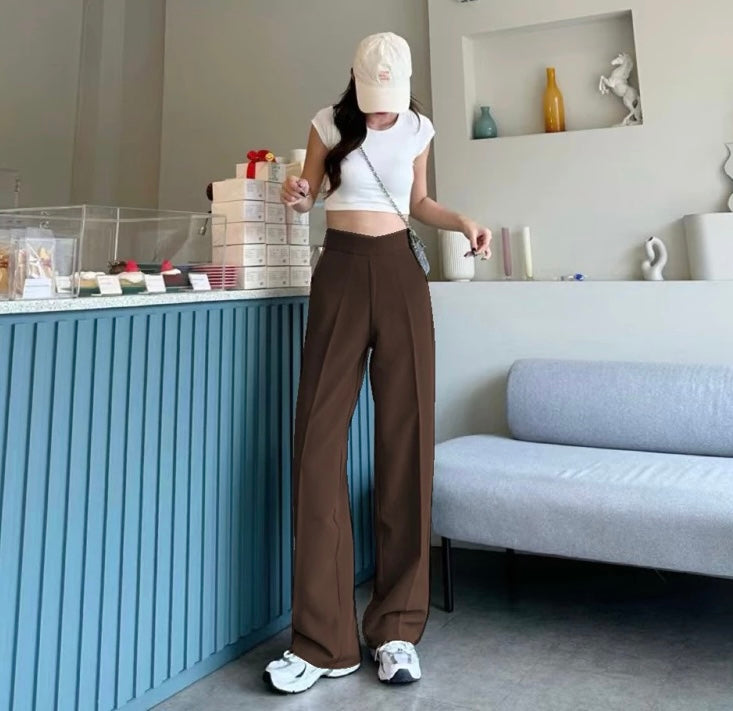 K-Style Casual High-Waisted Pants