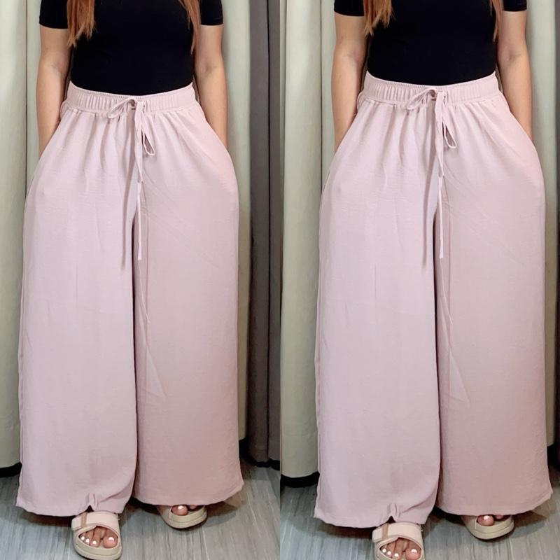 Sophia Wideleg Crampled Linen Pants