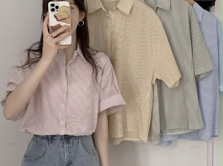 Aryan Shirt Short Sleeve Striped  (BUY 1 TAKE 1)